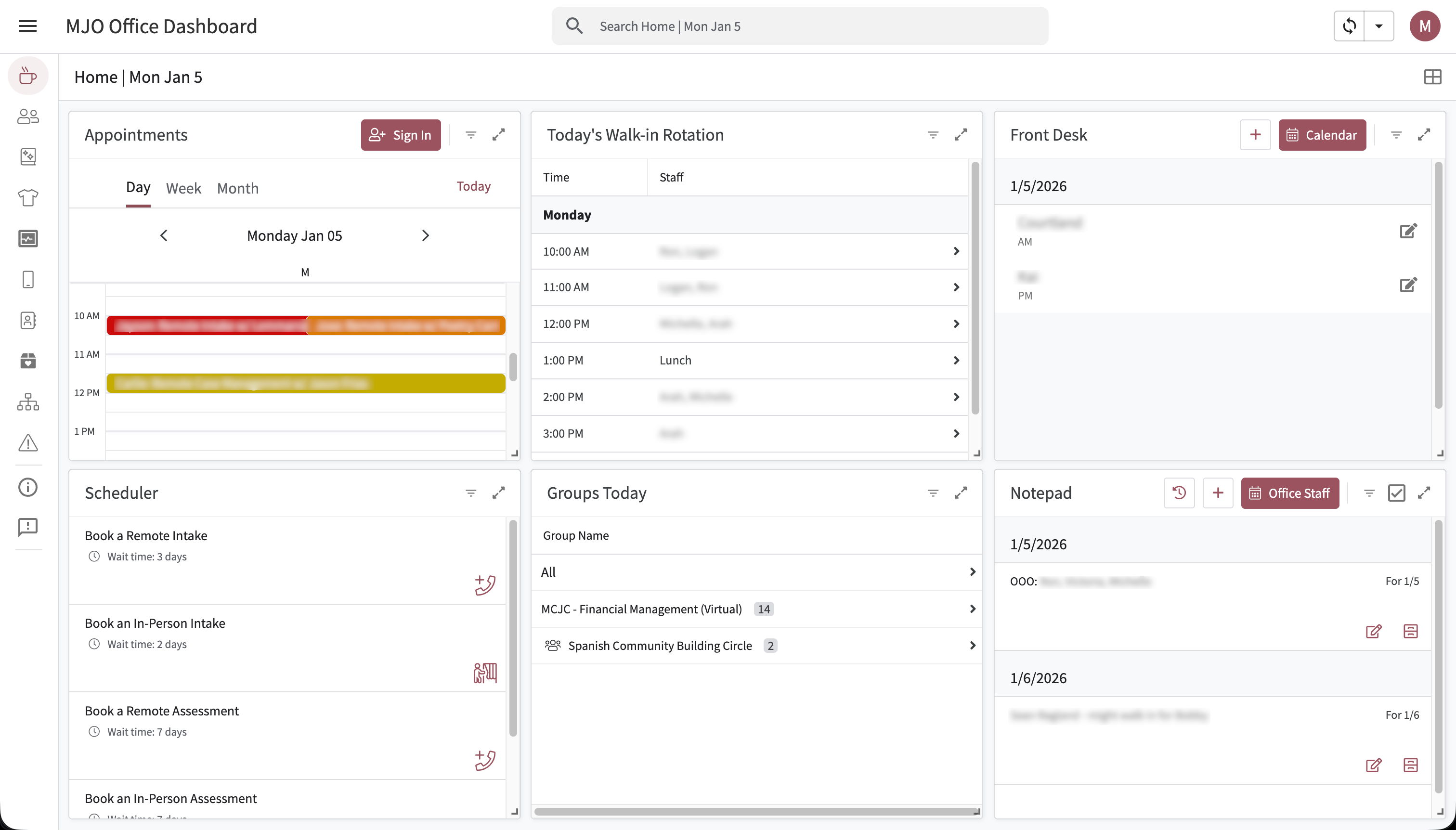 MJO Dashboard Front Desk SPOG